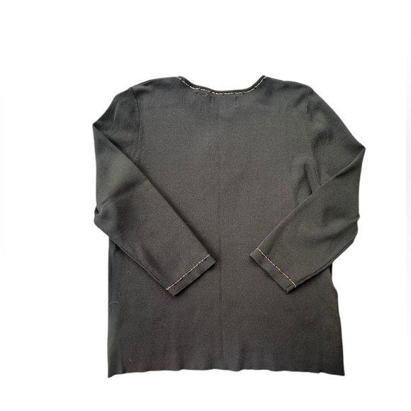 Vintage Alfred Dunner Black Embroidery Beaded Blouse 3/4 Sleeves Size PL Grunge - Picture 5 of 6